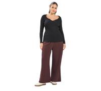 Yours Women's Sweetheart Neck Lace Knitted Top in Black | Size: 18/20