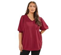 Yours Curve Red Textured Balloon Sleeve Top - Women's - Plus Size Curve