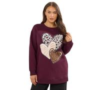 Yours Curve Red Triple Heart Print Sweatshirt - Women's - Plus Size Curve