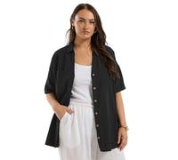 Yours Curve Relaxed Linen Shirt - Women's - Plus Size Curve Black