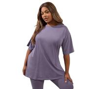 Yours Curve Relaxed Longline T-Shirt - Women's - Plus Size Curve Purple