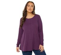 Yours Curve Ribbed Button Through Henley Top - Women's - Plus Size Curve Purple