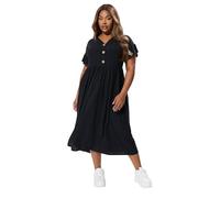 Yours Curve Ribbed Frill Midaxi Dress - Women's - Plus Size Curve Black