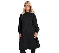 Yours Curve Ribbed High Neck Midi Dress - Women's - Plus Size Curve Black