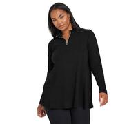 Yours Curve Ribbed Quarter Zip Top - Women's - Plus Size Curve Black