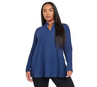 Yours Curve Ribbed Quarter Zip Top - Women's - Plus Size Curve Blue