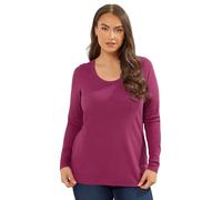 Yours Curve Ribbed Scoop Neck Top - Women's - Plus Size Curve Dark Pink