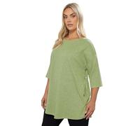 Yours Curve Ribbed Side Button Top - Women's - Plus Size Curve Green