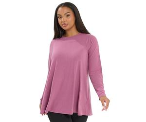 Yours Curve Ribbed Swing T-Shirt - Women's - Plus Size Curve Pink