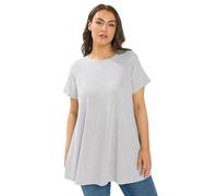 Yours Women's Ribbed Swing T-Shirt in Light Grey | Size: 22/24
