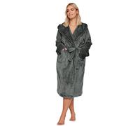 Yours Curve Ribbed Trim Hooded Dressing Gown - Women's - Plus Size Curve