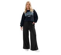 Yours Curve Ribbed Wide Leg Trousers - Women's - Plus Size Curve Black