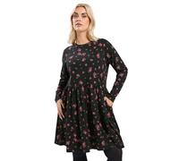 Yours Curve Rose Print Peplum Mini Dress - Women's - Plus Size Curve Black