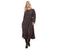 Yours Curve Rose Print Textured Maxi Dress - Women's - Plus Size Curve Black