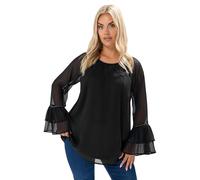 Yours Curve Ruffle Sleeve Stud Top - Women's - Plus Size Curve Black