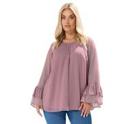 Yours Curve Ruffle Sleeve Stud Top - Women's - Plus Size Curve Purple