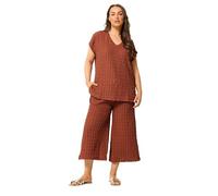 Yours Women's Bubble Textured Cropped Trousers in Burnt Orange | Size: 26-28 Yours Burnt Orange 26-28