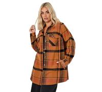 Yours Curve Rust Check Shacket - Women's - Plus Size Curve