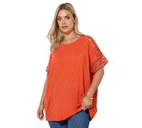 Yours Curve Rust Crochet Sleeve Boxy T-Shirt - Women's - Plus Size Curve