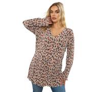 Yours Curve Rust Floral Print Plisse Tunic Top - Women's - Plus Size Curve Orange