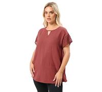 Yours Curve Rust Orange Cheesecloth Crochet Top - Women's - Plus Size Curve