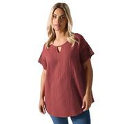 Yours Curve Rust Orange Cheesecloth Crochet Top - Women's - Plus Size Curve