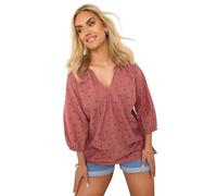 Yours Curve Rust Orange Floral Broderie Anglaise Tie Front Top - Women's - Plus Size Curve