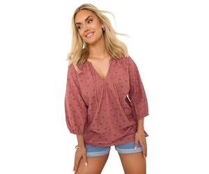 Yours Curve Rust Orange Floral Broderie Anglaise Tie Front Top - Women's - Plus Size Curve