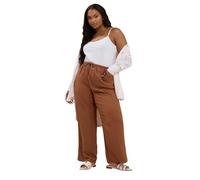 Yours Curve Rust Orange Linen Look Wide Leg Trousers - Women's - Plus Size Curve