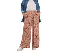 Yours Curve Rust Paisley Crinkle Wide Leg Trousers - Women's - Plus Size Curve Brown