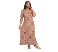 Yours Curve Rust Paisley Textured Milkmaid Dress - Women's - Plus Size Curve Brown