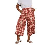 Yours Curve Rust Textured Floral Midaxi Culottes - Women's - Plus Size Curve Orange
