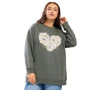 Yours Women's Daisy Print Studded Sweatshirt in Green | Size: 22-24 Yours Green 22-24