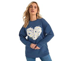 Yours Curve Sage Daisy Print Studded Sweatshirt - Women's - Plus Size Curve