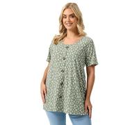 Yours Curve Sage Floral Ribbed Swing Top - Women's - Plus Size Curve Green