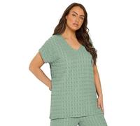 Yours Curve Sage Green Bubble Textured T-Shirt - Women's - Plus Size Curve