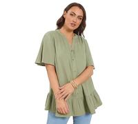 Yours Curve Sage Green Cheesecloth Button Through Top - Women's - Plus Size Curve