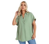 Yours Curve Sage Green Collared Pleat Front Blouse - Women's - Plus Size Curve