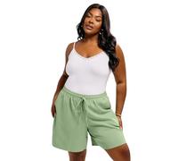 Yours Curve Sage Green Crinkle Tie Waist Shorts - Women's - Plus Size Curve