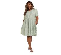 Yours Curve Sage Green Ditsy Floral Print Tiered Mini Dress - Women's - Plus Size Curve