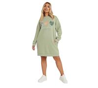 Yours Curve Sage Green 'Enjoy Life' Heart Print Sweatshirt Dress - Women's - Plus Size Curve