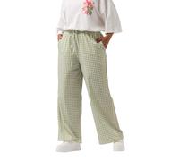 Yours Curve Sage Green Gingham Wide Leg Trousers - Women's - Plus Size Curve