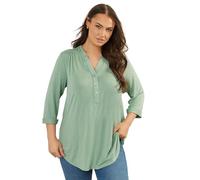 Yours Curve Sage Green Half Placket Blouse - Women's - Plus Size Curve