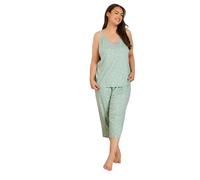 Yours Curve Sage Green Heart Print Cropped Pyjama Set - Women's - Plus Size Curve