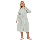 Yours Curve Sage Green Linen Stripe Shirt Dress - Women's - Plus Size Curve