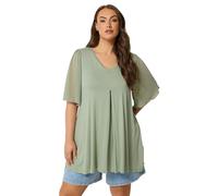 Yours Curve Sage Green Pleat Front Top - Women's - Plus Size Curve
