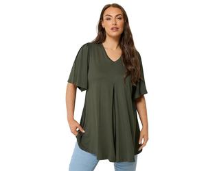 Yours Curve Sage Green Pleat Front Top - Women's - Plus Size Curve