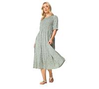 Yours Curve Sage Green Shirred Ditsy Floral Dress - Women's - Plus Size Curve