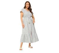 Yours Curve Sage Green Stripe Angel Sleeve Dress - Women's - Plus Size Curve