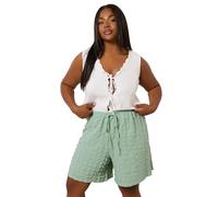 Yours Curve Sage Green Textured Tie Waist Shorts - Women's - Plus Size Curve